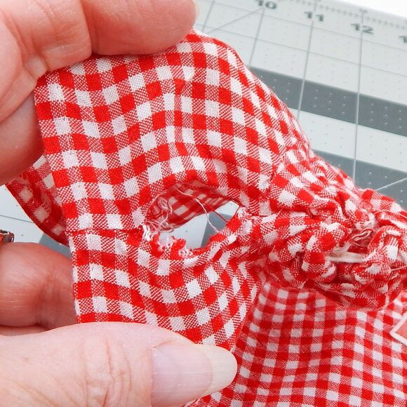 Cabbage Patch Clothing Jean Short Set 1980 Red Check Boat Decal Vintage - Picture 5 of 8